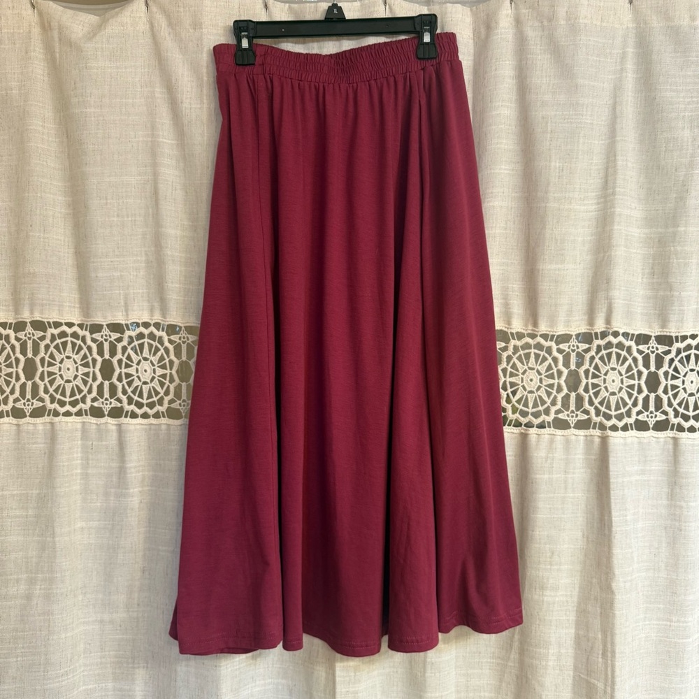 Burgundy Skirt with Pockets